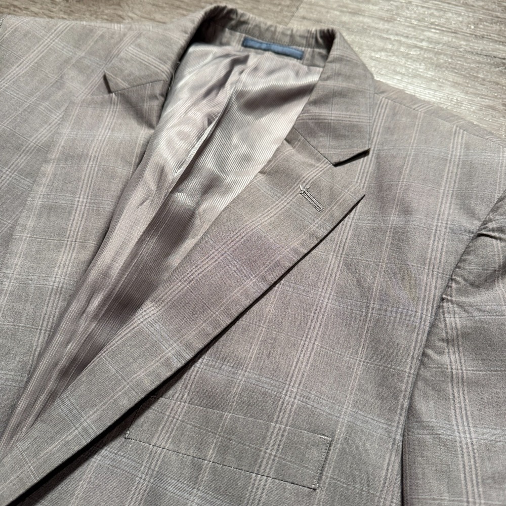 Ryan Seacrest Sport‎ Coat Mens 38 S Gray Plaid Windowpane Distinction Blazer